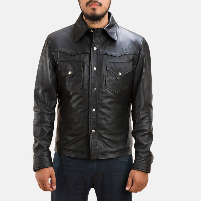 Ranchson 黑色 Leather Shirt 男士