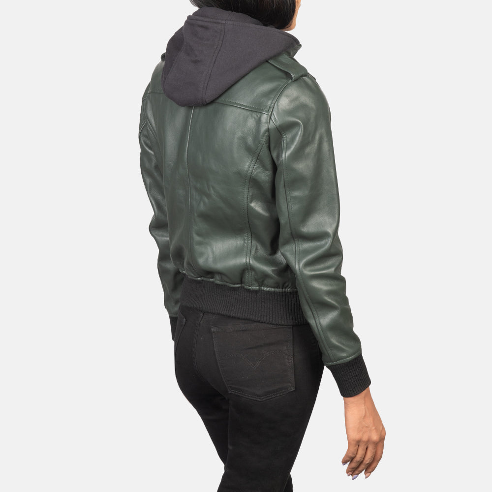 
Roslyn Hooded 真皮飞行员夹克 女士 – alternate product view 5