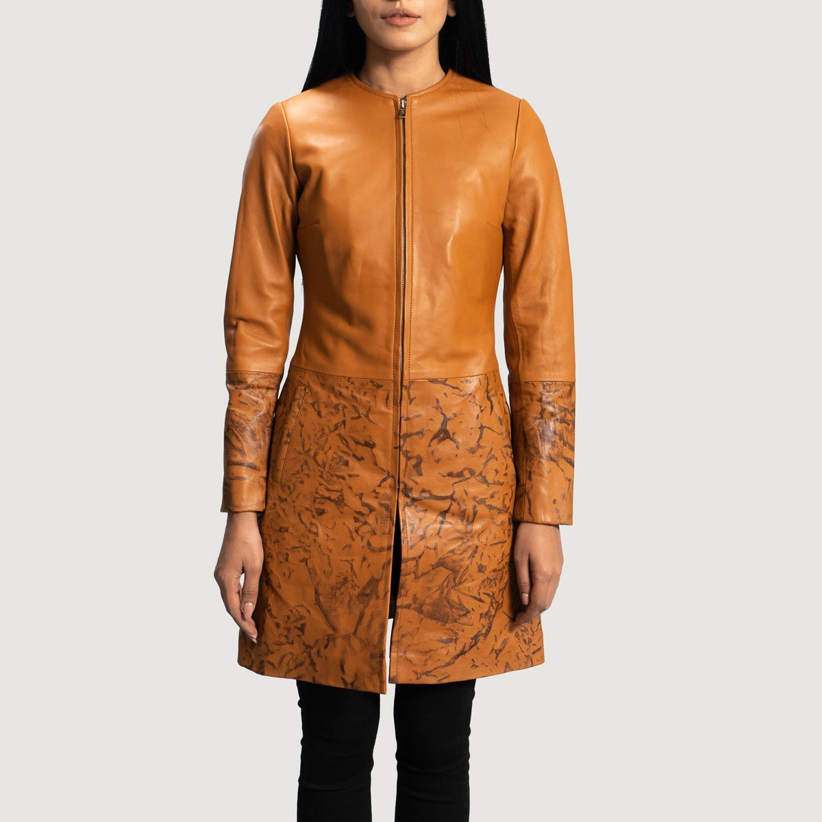 
Sandy 浅棕褐色 Dye 真皮大衣 女士 in Tan Brown Sheepskin Dip &Amp; Dye - 正面版型与定制立体剪裁轮廓 | 官方商城选购