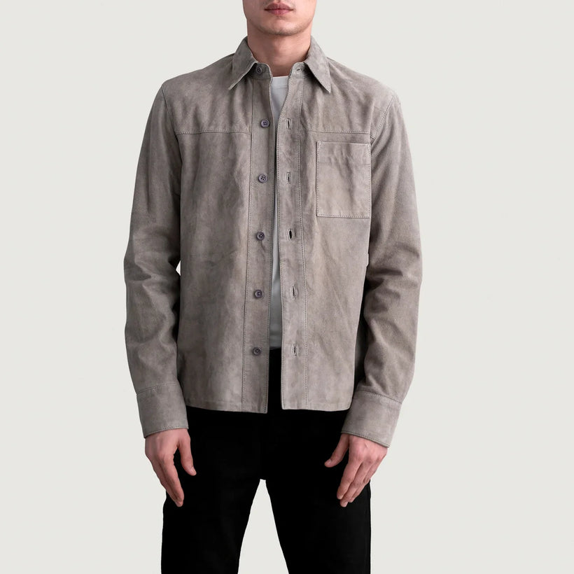 Scout Grey Suede Leather Shirt 男士