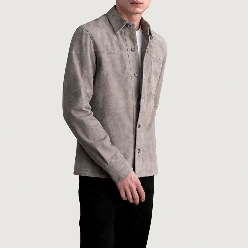 Scout Grey Suede Leather Shirt 男士