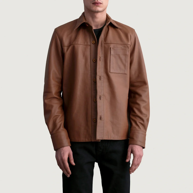 Scout Matte 复古棕 Leather Shirt 男士