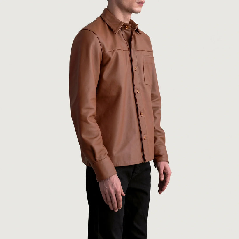 Scout Matte 复古棕 Leather Shirt 男士