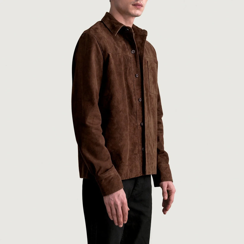 Scout Mocha Suede Leather Shirt 男士