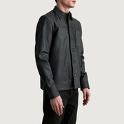 
Tumbled Black Sheepskin leather Jacket - 展现肩线贴合与利落下摆的背部视角