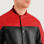 Terrance 黑色 Varsity 真皮夹克 男士 – alternate product view 3