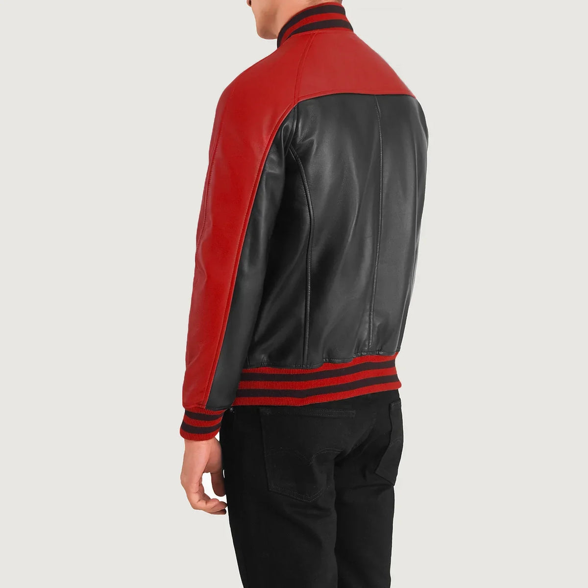 Terrance 黑色 Varsity 真皮夹克 男士 – alternate product view 4