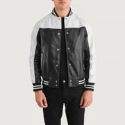 Terrance 黑色 Varsity 真皮夹克 男士 – alternate product view 1
