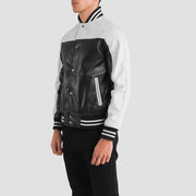 Terrance 黑色 Varsity 真皮夹克 男士 – alternate product view 2