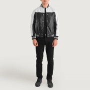 Terrance 黑色 Varsity 真皮夹克 男士 – alternate product view 3