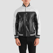 Terrance 黑色 Varsity 真皮夹克 男士 – alternate product view 4