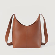 
细节特写 of Classic Collar & Heavy-Duty Zipper Hardware on The Stefani Brown Leather Hobo Bag For Women