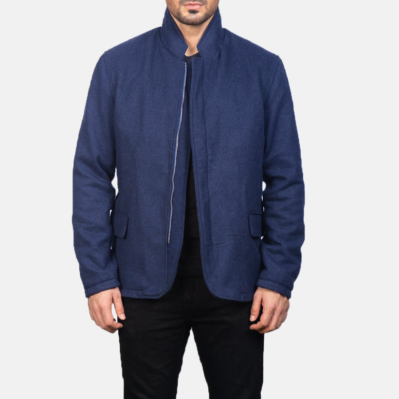 Thomas Blue Wool 真皮夹克 男士