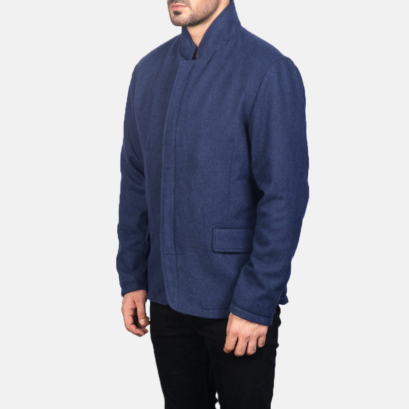 Thomas Blue Wool 真皮夹克 男士