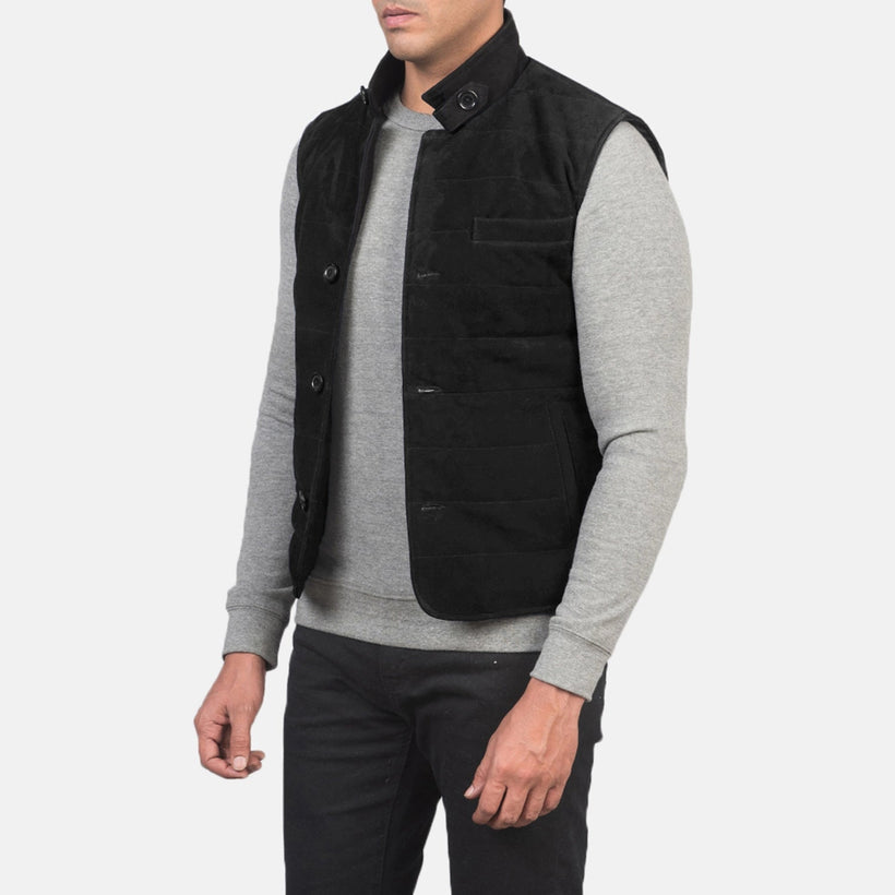 Tony 黑色 Suede Vest 男士