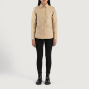 
Zenith Shirt 真皮夹克 女士 - 展现立体袖型与合身版型的侧身视角
